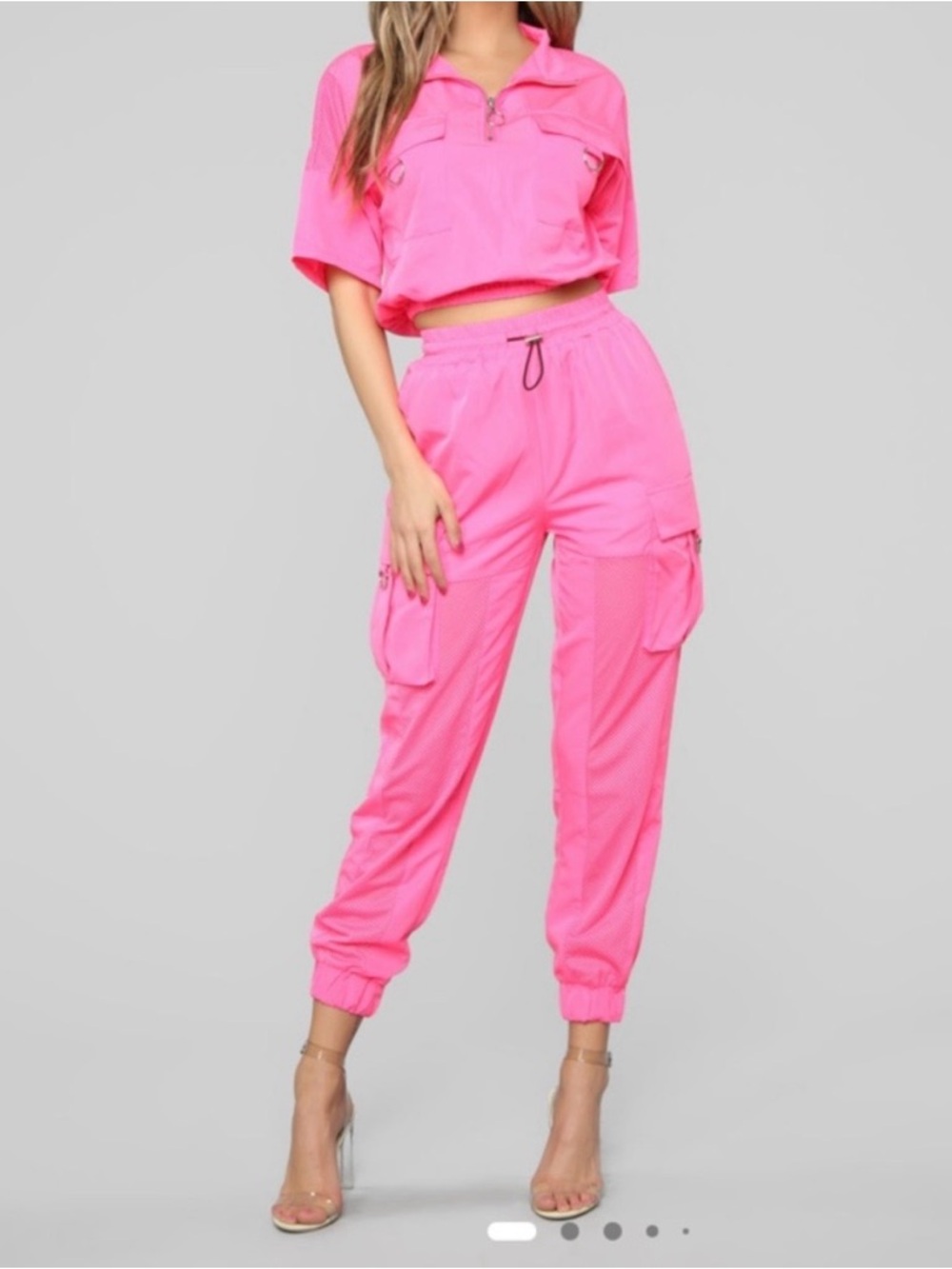 Hot Pink Cargo Jogger set - Women's Casual Streetwear